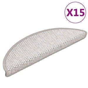 vidaXL Самозалепващи стелки за стълби сизал 15 бр 56x17x3 см платина