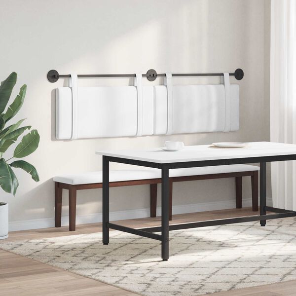 vidaXL Висяща табла Монтиране на стена Бял 170 x 55 x 5 см текстил