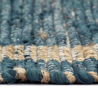 vidaXL Ръчно тъкан килим от юта, син, 120x180 см