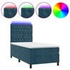 vidaXL Боксспринг легло с матрак и LED, тъмносиньо, 90x200 см, кадифе
