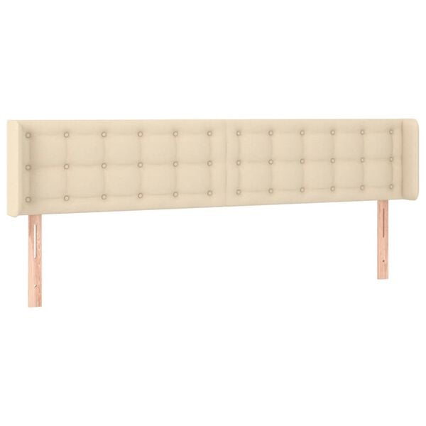 vidaXL LED горна табла за легло, кремава, 203x16x78/88 см, плат