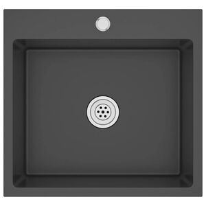 vidaXL Ръчно изработена кухненска мивка, черна, неръждаема стомана