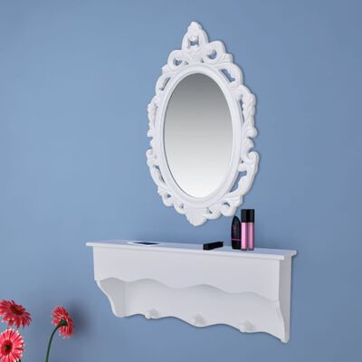 vidaXL Комплект за стена за ключове и бижута с огледало и куки