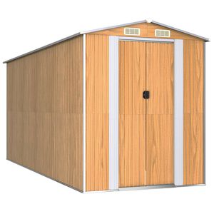 vidaXL Градински навес светлокафяв 192x440x223 см поцинкована стомана