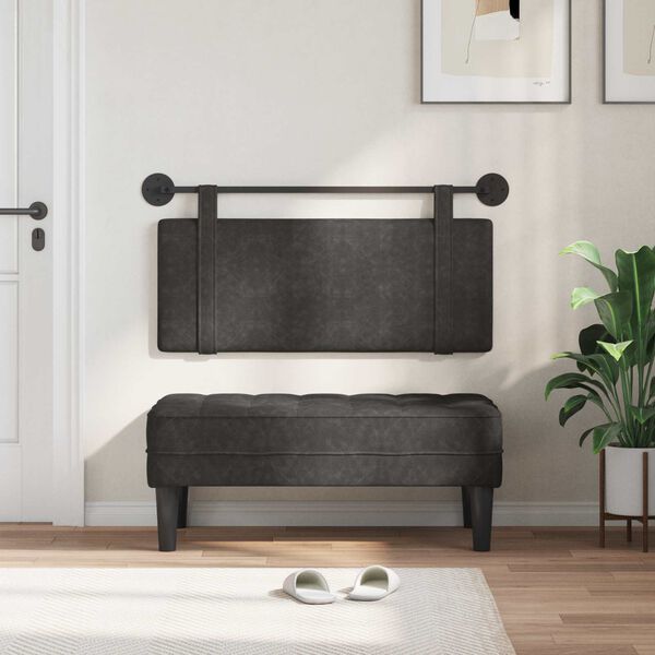 vidaXL Висяща табла Едноцветен Черен 110 x 55 x 5 см Антично PU