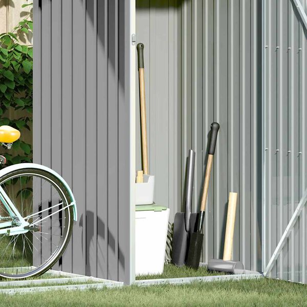 vidaXL Градинска барака за дърва сива 245x98x159см поцинкована стомана