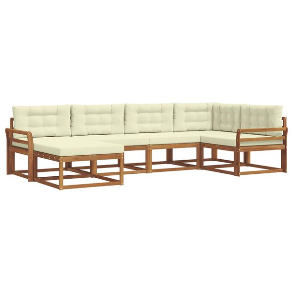 vidaXL Комплект дивани за открито 6 pcs Натурален и Крема