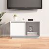 vidaXL ТВ шкаф, бял, 74x35x44 см, бор масив