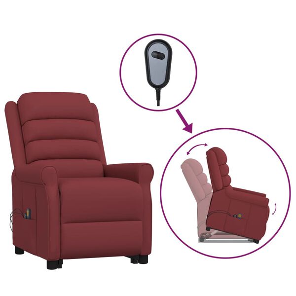 vidaXL Изправящ масажен стол виненочервен изкуствена кожа