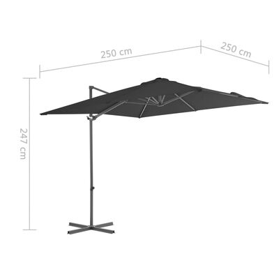 vidaXL Градински чадър чупещо рамо стоманен прът 250x250 см антрацит