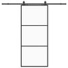 vidaXL Плъзгаща се врата с обков черна 90x205 см ESG стъкло