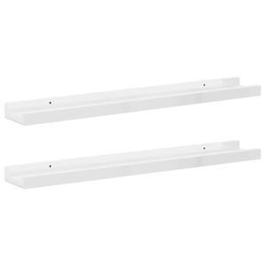 vidaXL Стенни рафтове, 2 бр, бял гланц, 60x9x3 см