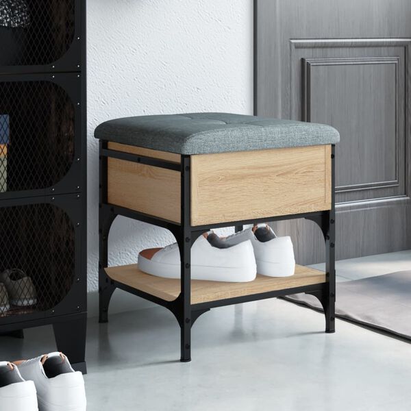 vidaXL Пейка за обувки, сонома дъб, 42x42x45 см, инженерно дърво