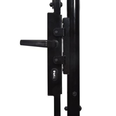 vidaXL Оградна порта две врати с остри върхове стомана 3х1,5 м черна