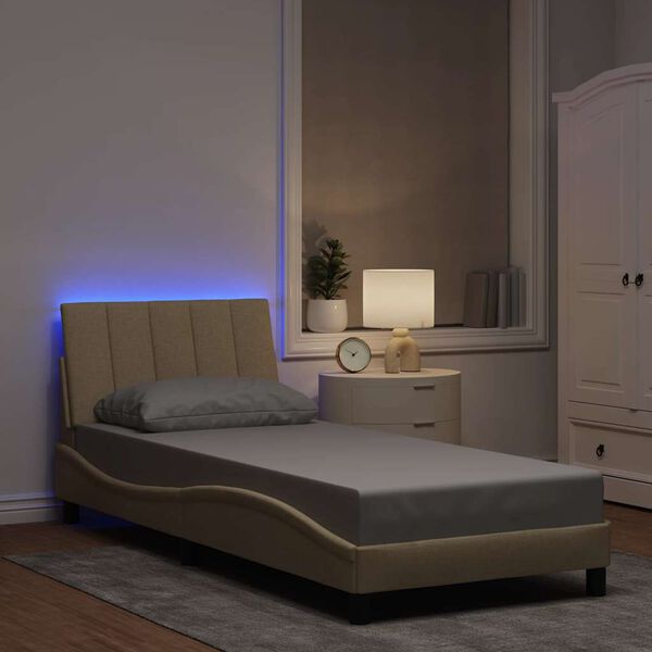 vidaXL Рамка за легло без матрак Hanko, кремави, 90x190 см, плат