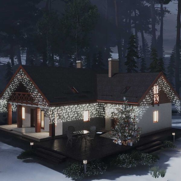 vidaXL LED завеса ледени висулки 10 м 400 LED студено бяло 8 режима