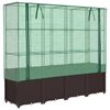 vidaXL Повдигнато легло с оранжерия калъф, ратанов вид, 160x40x153 см