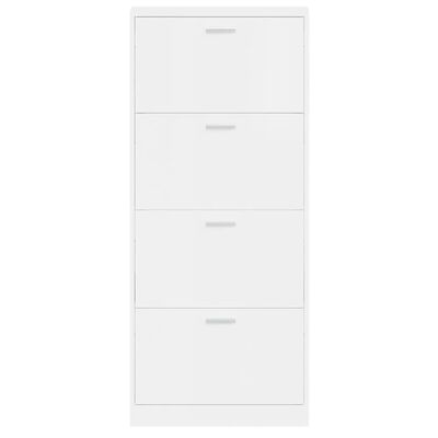 vidaXL Шкаф за обувки, бял гланц, 59x17x150 см, инженерно дърво