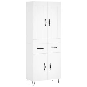 vidaXL Висок шкаф, бял, 69,5x34x180 см, инженерно дърво