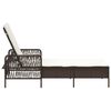 vidaXL Шезлонг с възглавница 1-човек Кафяво 157 x 55 x 92см полиратан