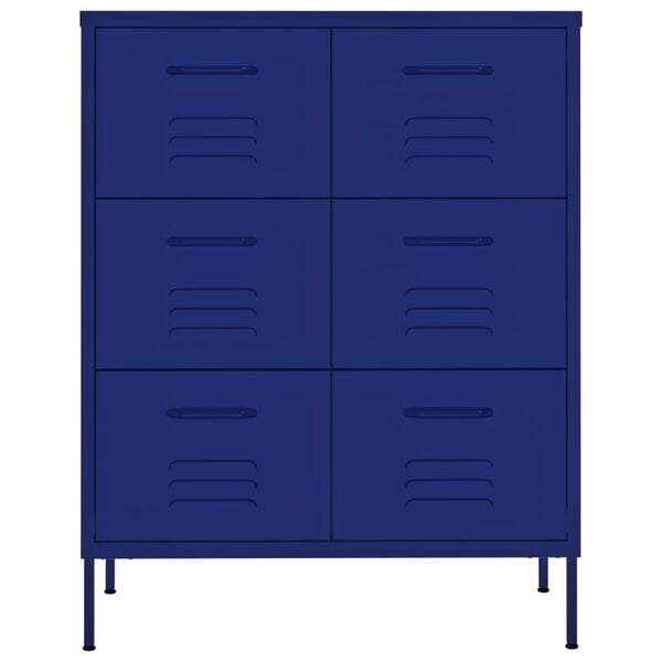 vidaXL Шкаф с чекмеджета, нейви синьо, 80х35х101,5 см, стомана