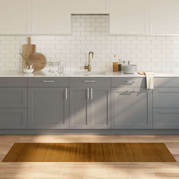 vidaXL Килим, правоъгълен, кафяв, 60x200 см, бамбук