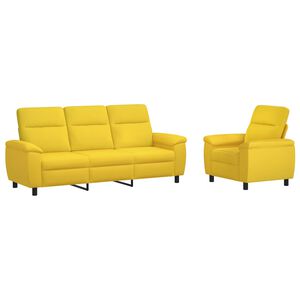 vidaXL Комплект дивани 2 pcs Светло жълто Текстил