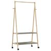 vidaXLL Стелаж за дрехи с рафтове и колела 96x45,5x155,5 cm Бамбук