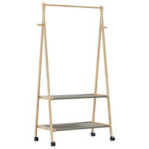 vidaXLL Стелаж за дрехи с рафтове и колела 96x45,5x155,5 cm Бамбук