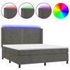 vidaXL Боксспринг легло с матрак и LED, тъмносиво, 180x200 см, кадифе