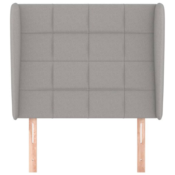 vidaXL Горна табла за легло с уши, светлосива, 103x23x118/128 см, плат