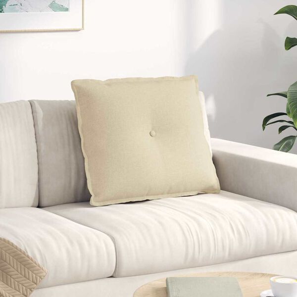 vidaXL Възглавница за гръб Крем 60 x 19 x 50 см текстил