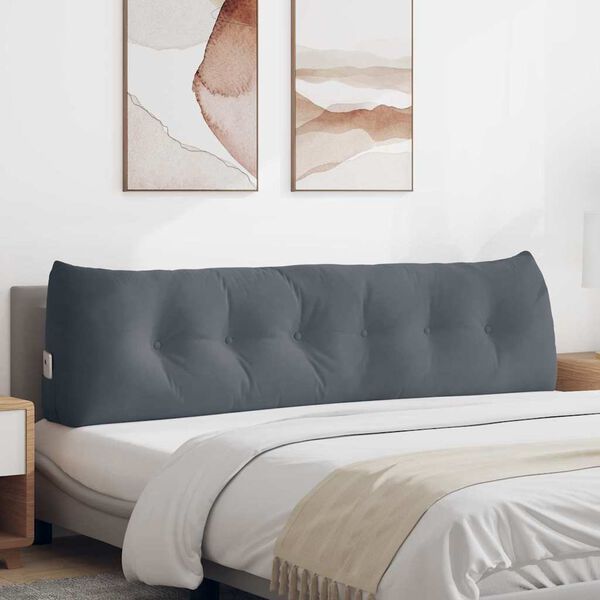 vidaXL Възглавница за гръб Тъмен сив 180 x 24 x 50 см Кадифе