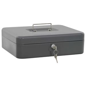 vidaXL Каса за пари с заключване Тъмносиво 30 x 24 x 9 см Стомана
