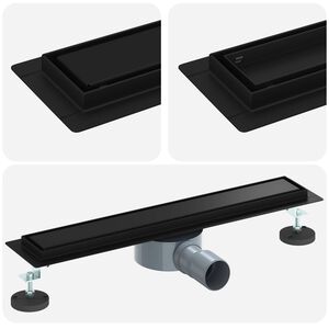 vidaXL Душ канал 2-в-1 с 360&deg; сифони Черно 50 cm