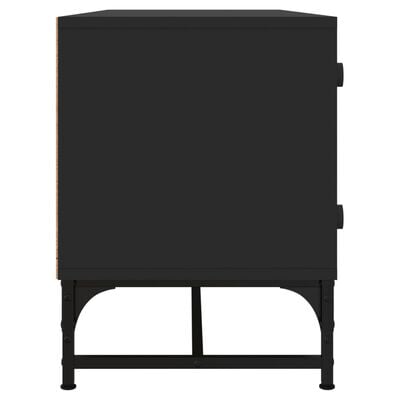 vidaXL ТВ шкаф със стъклени врати, черен, 102x37x50 см