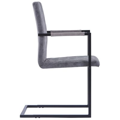 vidaXL Конзолни трапезни столове, 2 бр, тъмносиви, изкуствена кожа