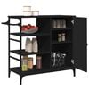 vidaXL Кухненска количка, черна, 87,5x38,5x84,5 см, инженерно дърво