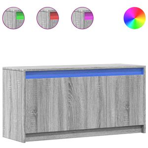 vidaXL ТВ шкаф с LED, сив сонома, 100x34x50 см, инженерно дърво