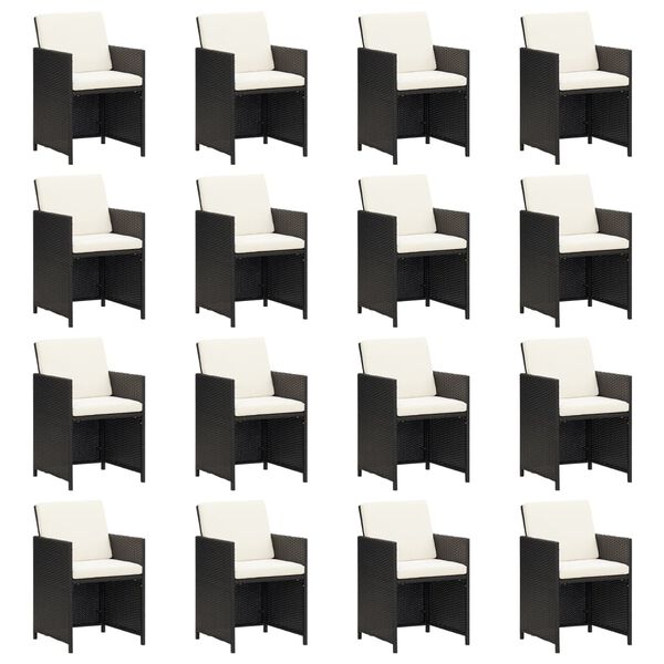 vidaXL Градински комплект с възглавници 17 части полиратан черен