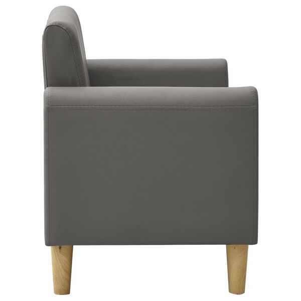 vidaXL 2-местен детски диван, сив, изкуствена кожа