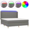 vidaXL Боксспринг легло с матрак и LED, тъмносиво, 180x200 см, плат