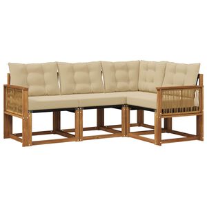 vidaXL Комплект дивани за открито 4 pcs Натурален и Бежов