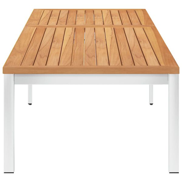 vidaXL Шезлонг с шалте, тиково дърво масив и неръждаема стомана