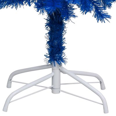 vidaXL Изкуствена осветена коледна елха със стойка синя 150 см PVC
