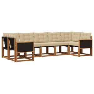 vidaXL Комплект дивани за открито 7 pcs Натурален и Бежов