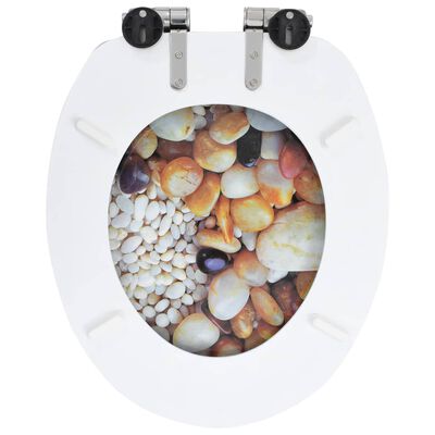 vidaXL Тоалетни седалки с плавно затваряне, 2 бр, МДФ, дизайн камъчета