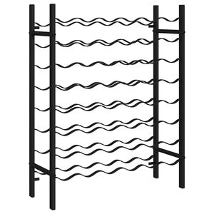 vidaXL Стойка за вино за 48 бутилки, черна, метал