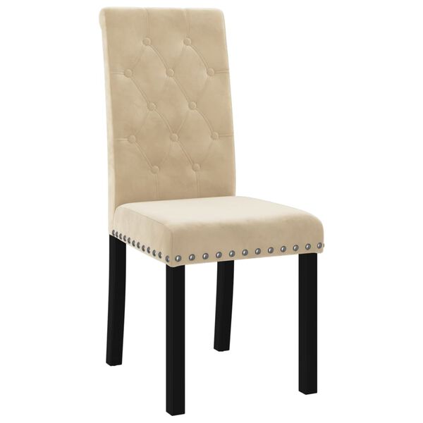 vidaXL Трапезни столове, 4 бр, кремави, кадифе