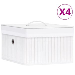 vidaXL Бамбукови кутии за съхранение 4 бр бели